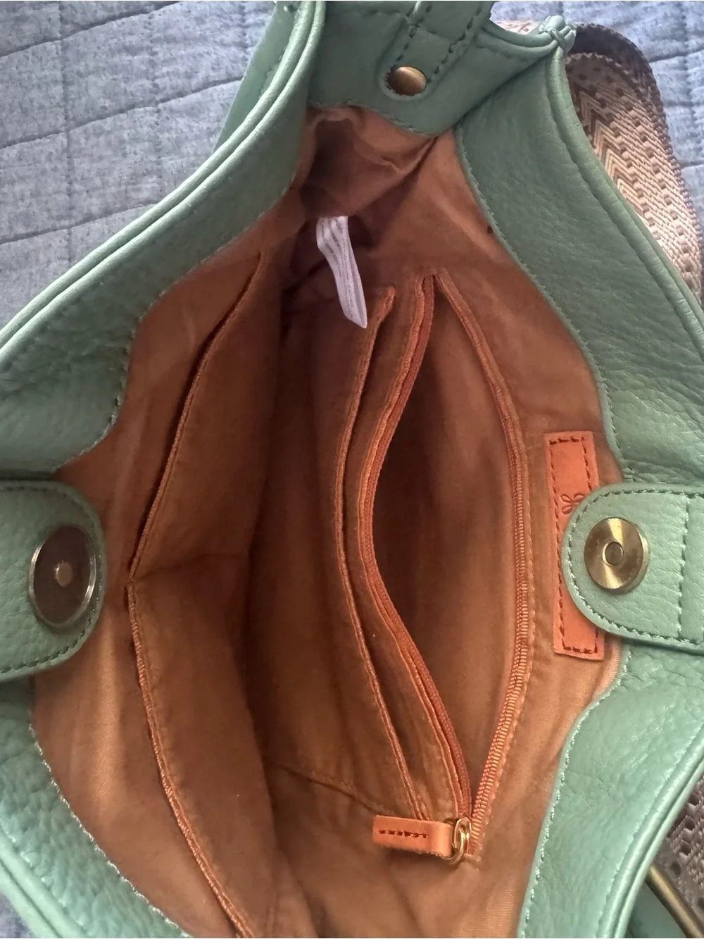 HOBO Sage Green Leather Hobo with Woven Strap